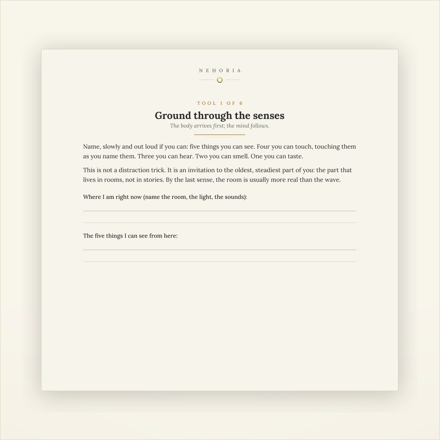 A page from First Aid for Anxious Hours, shown as it prints