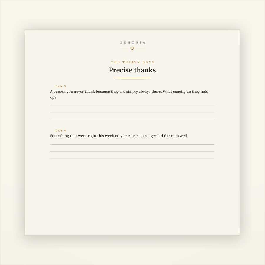 A page from Gratitude Without Clichés, shown as it prints
