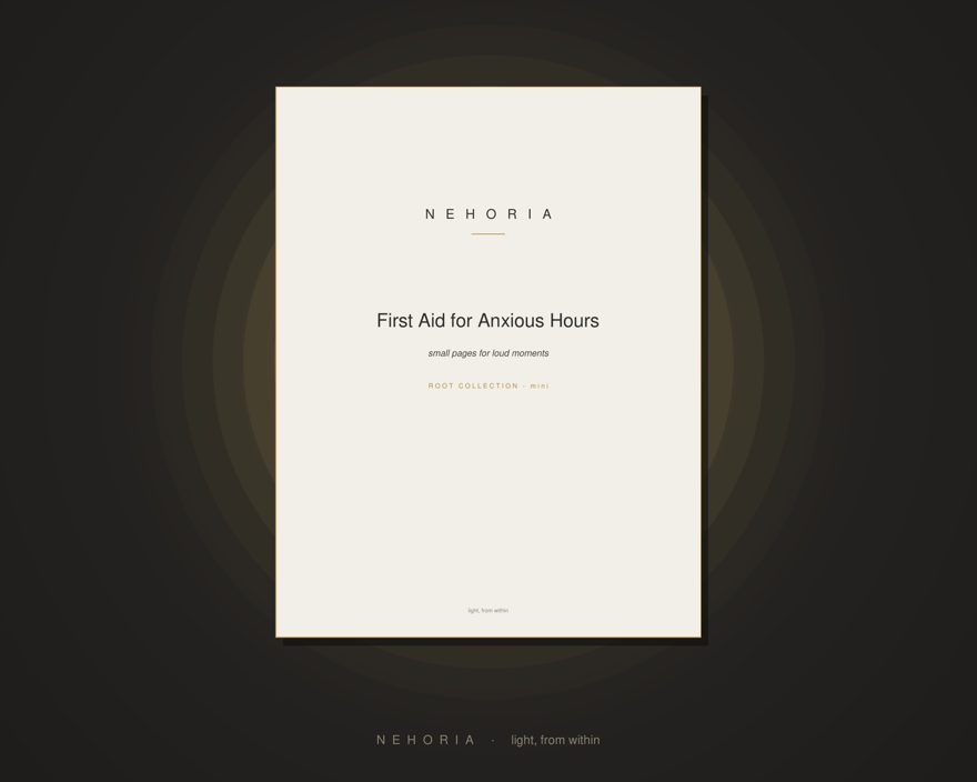 First Aid for Anxious Hours – a small calm toolkit cover in a gold halo