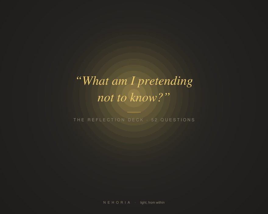 The Reflection Deck – question cards glowing against a candlelit dark background