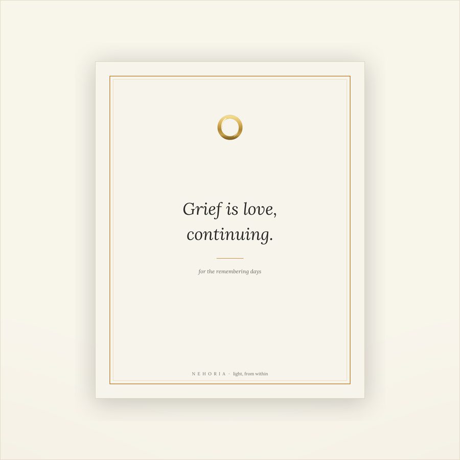 A page from Grief is love, continuing, shown as it prints