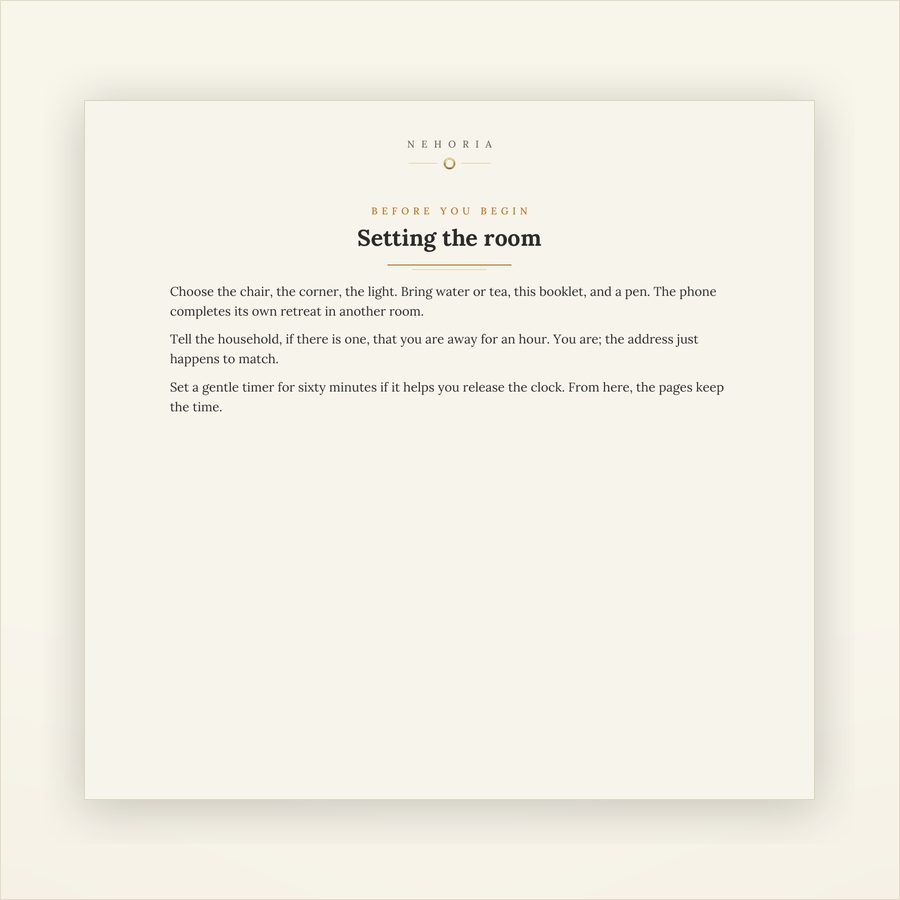 A page from The Quiet Hour, shown as it prints