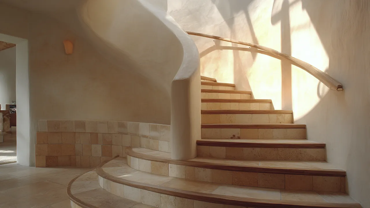 A man sitting on the lower steps of a sunlit stone stairway